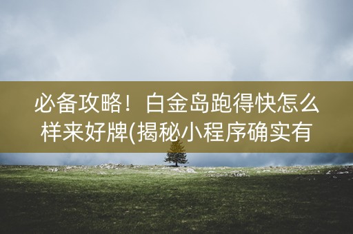 必备攻略！白金岛跑得快怎么样来好牌(揭秘小程序确实有猫腻)