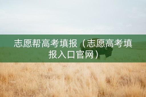 志愿帮高考填报（志愿高考填报入口官网）