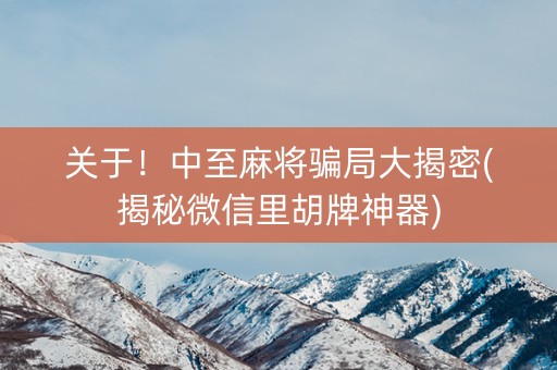 关于！中至麻将骗局大揭密(揭秘微信里胡牌神器)