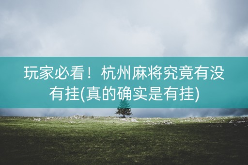 玩家必看！杭州麻将究竟有没有挂(真的确实是有挂)