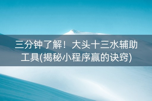 三分钟了解！大头十三水辅助工具(揭秘小程序赢的诀窍)