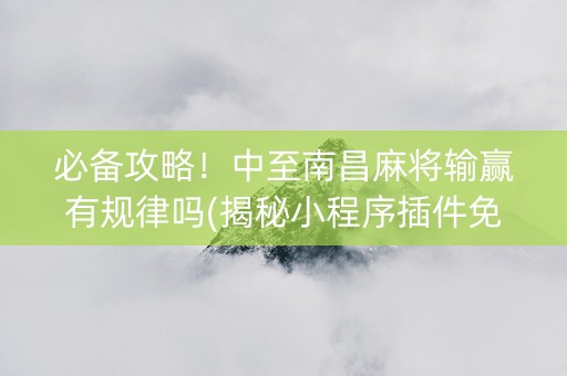 必备攻略！中至南昌麻将输赢有规律吗(揭秘小程序插件免费)