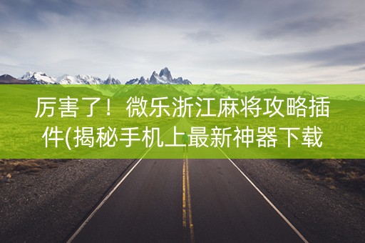 厉害了！微乐浙江麻将攻略插件(揭秘手机上最新神器下载)