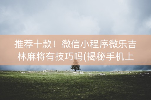 推荐十款！微信小程序微乐吉林麻将有技巧吗(揭秘手机上专用神器)