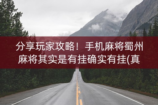 分享玩家攻略！手机麻将蜀州麻将其实是有挂确实有挂(真的有挂)