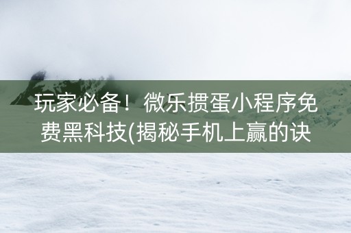 玩家必备！微乐掼蛋小程序免费黑科技(揭秘手机上赢的诀窍)