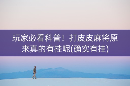 玩家必看科普！打皮皮麻将原来真的有挂呢(确实有挂)