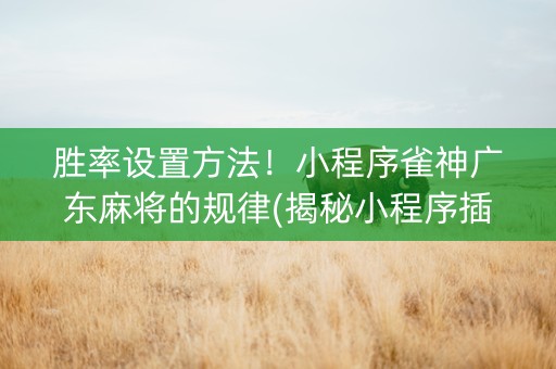 胜率设置方法！小程序雀神广东麻将的规律(揭秘小程序插件下载)