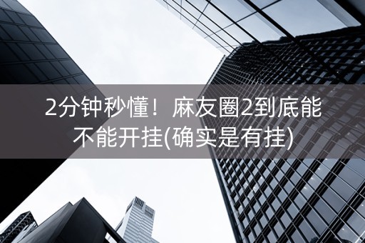 2分钟秒懂！麻友圈2到底能不能开挂(确实是有挂)