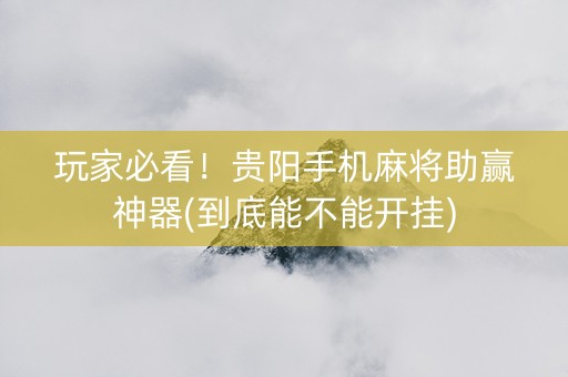 玩家必看！贵阳手机麻将助赢神器(到底能不能开挂)