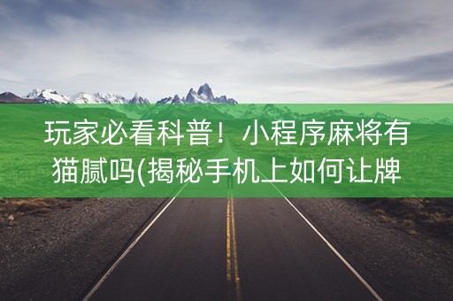 玩家必看科普！小程序麻将有猫腻吗(揭秘手机上如何让牌变好)