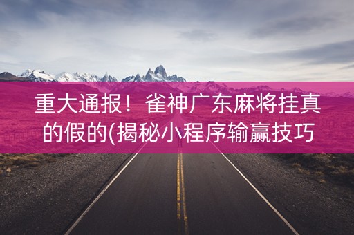 重大通报！雀神广东麻将挂真的假的(揭秘小程序输赢技巧)