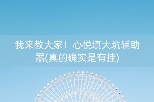 我来教大家！心悦填大坑辅助器(真的确实是有挂)