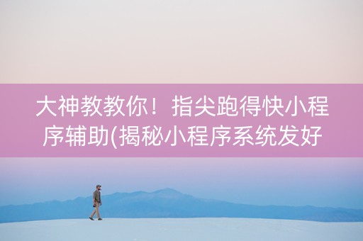 大神教教你！指尖跑得快小程序辅助(揭秘小程序系统发好牌)