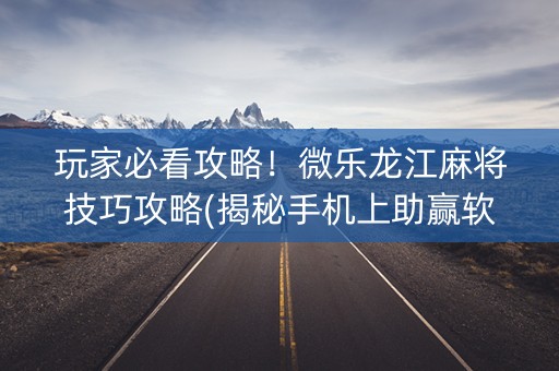 玩家必看攻略！微乐龙江麻将技巧攻略(揭秘手机上助赢软件)