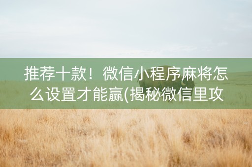 推荐十款！微信小程序麻将怎么设置才能赢(揭秘微信里攻略插件)