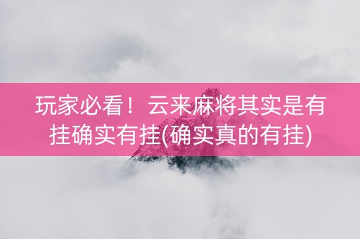 玩家必看！云来麻将其实是有挂确实有挂(确实真的有挂)