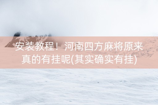 安装教程！河南四方麻将原来真的有挂呢(其实确实有挂)