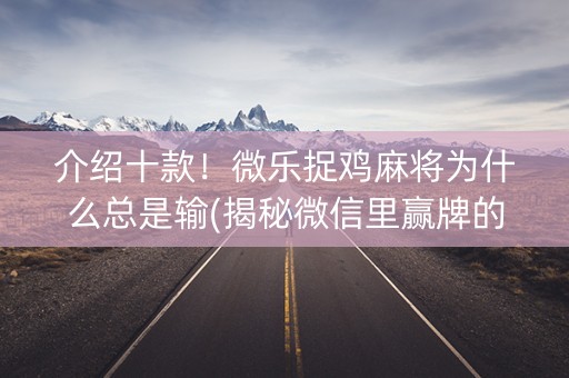 介绍十款！微乐捉鸡麻将为什么总是输(揭秘微信里赢牌的技巧)