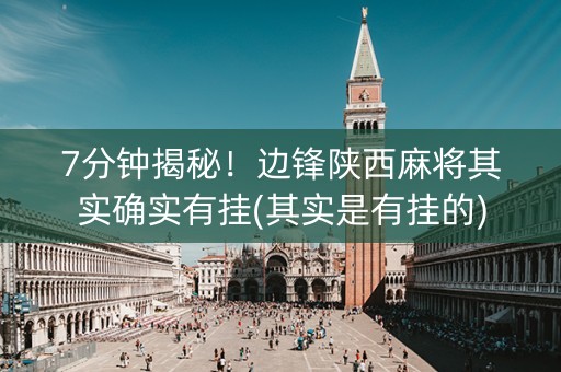 7分钟揭秘！边锋陕西麻将其实确实有挂(其实是有挂的)
