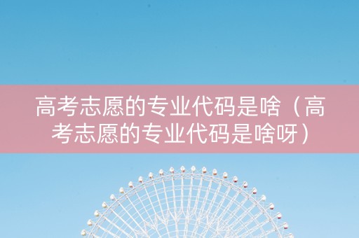 高考志愿的专业代码是啥（高考志愿的专业代码是啥呀）