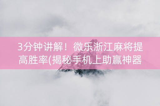 3分钟讲解！微乐浙江麻将提高胜率(揭秘手机上助赢神器购买)