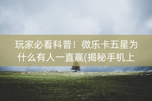 玩家必看科普！微乐卡五星为什么有人一直赢(揭秘手机上攻略插件)