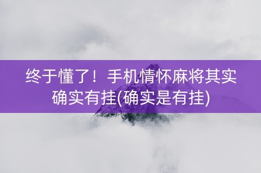 终于懂了！手机情怀麻将其实确实有挂(确实是有挂)