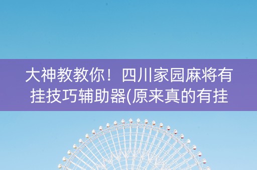 大神教教你！四川家园麻将有挂技巧辅助器(原来真的有挂)