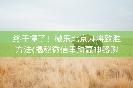 终于懂了！微乐北京麻将致胜方法(揭秘微信里助赢神器购买)