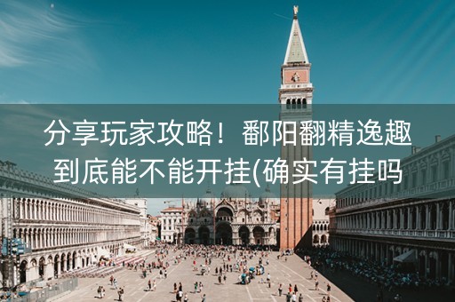 分享玩家攻略！鄱阳翻精逸趣到底能不能开挂(确实有挂吗)