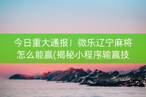 今日重大通报！微乐辽宁麻将怎么能赢(揭秘小程序输赢技巧)