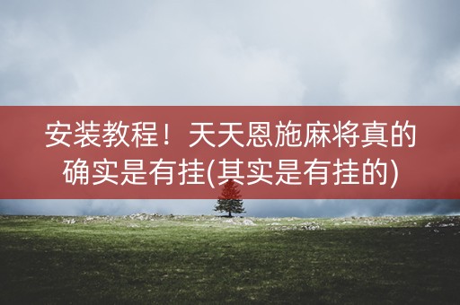 安装教程！天天恩施麻将真的确实是有挂(其实是有挂的)