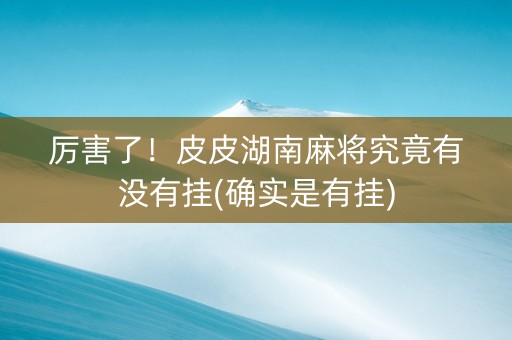 厉害了！皮皮湖南麻将究竟有没有挂(确实是有挂)