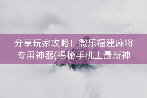 分享玩家攻略！微乐福建麻将专用神器(揭秘手机上最新神器下载)