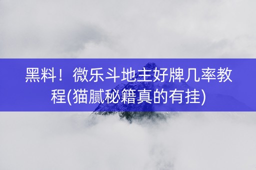 黑料！微乐斗地主好牌几率教程(猫腻秘籍真的有挂)
