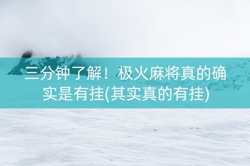 三分钟了解！极火麻将真的确实是有挂(其实真的有挂)