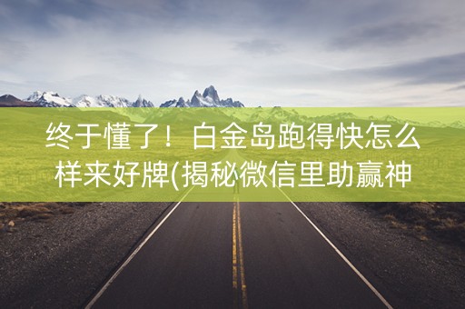 终于懂了！白金岛跑得快怎么样来好牌(揭秘微信里助赢神器购买)