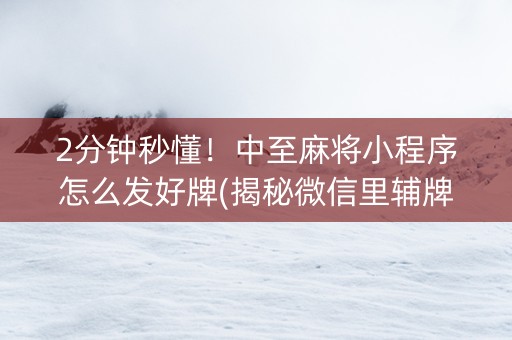 2分钟秒懂！中至麻将小程序怎么发好牌(揭秘微信里辅牌器)