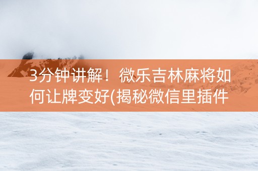 3分钟讲解！微乐吉林麻将如何让牌变好(揭秘微信里插件下载)