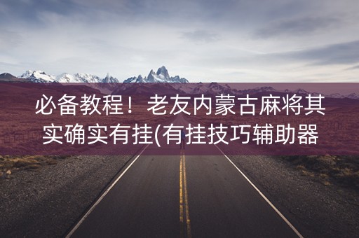必备教程！老友内蒙古麻将其实确实有挂(有挂技巧辅助器)