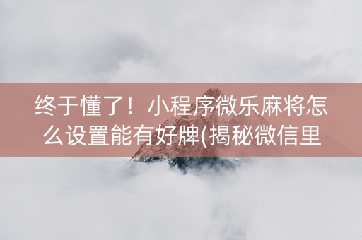 终于懂了！小程序微乐麻将怎么设置能有好牌(揭秘微信里助赢神器购买)