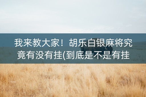 我来教大家！胡乐白银麻将究竟有没有挂(到底是不是有挂)