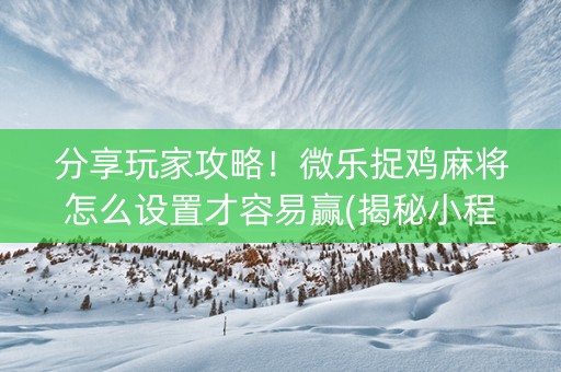 分享玩家攻略！微乐捉鸡麻将怎么设置才容易赢(揭秘小程序提高胜率)