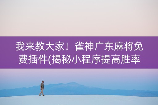 我来教大家！雀神广东麻将免费插件(揭秘小程序提高胜率)