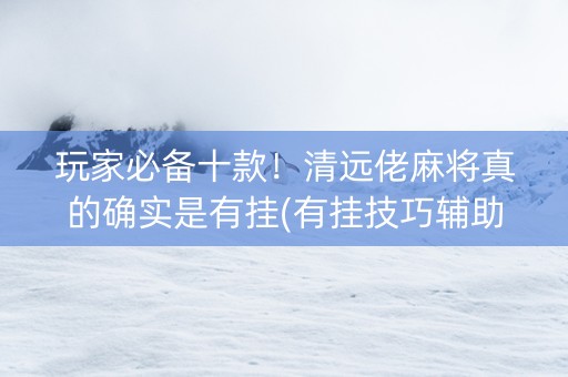 玩家必备十款！清远佬麻将真的确实是有挂(有挂技巧辅助器)