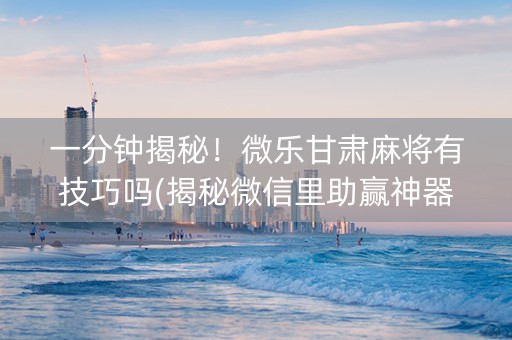 一分钟揭秘！微乐甘肃麻将有技巧吗(揭秘微信里助赢神器)