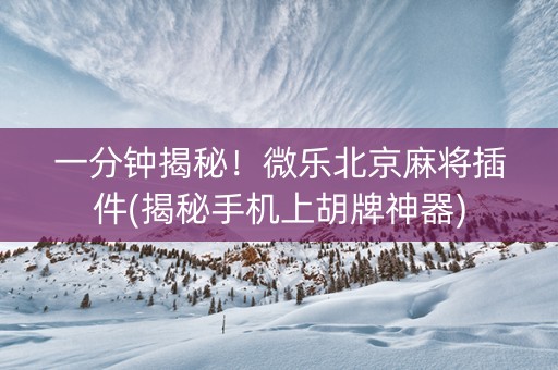 一分钟揭秘！微乐北京麻将插件(揭秘手机上胡牌神器)