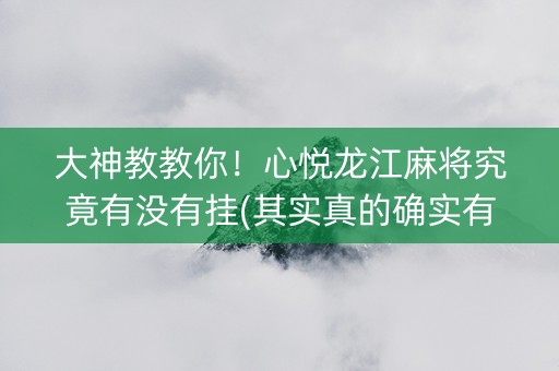 大神教教你！心悦龙江麻将究竟有没有挂(其实真的确实有挂)