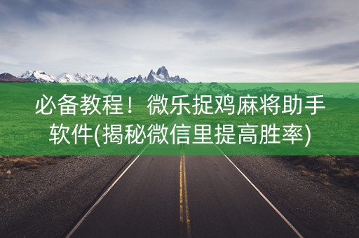 必备教程！微乐捉鸡麻将助手软件(揭秘微信里提高胜率)